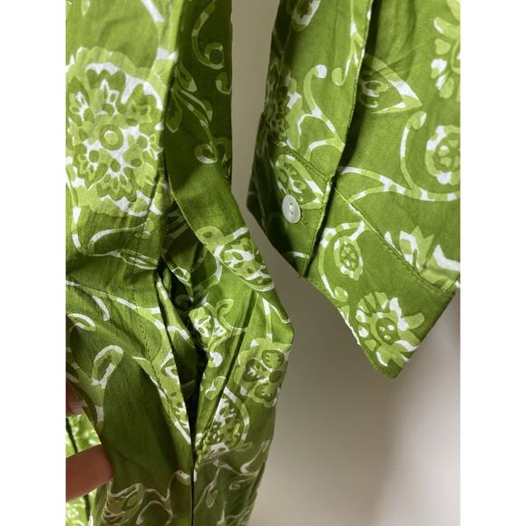 Julia Amory Women's Small Shirt Dress Maxi Green Floral 100% Cotton Pockets - Picture 3 of 6